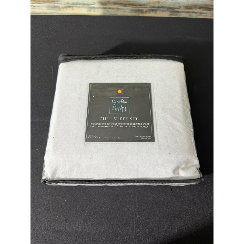 Cynthia Rowley Full Sheet Set Full White New Microfiber Extra Deep Pocket 4pc